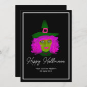 ハロウィンスタイリッシュウィッチスクリプト署名の挨拶 シーズンカード (正面/裏面)