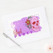 ハロウィンスタンプコレクション「幽霊パーティー」 長方形シール (封筒)