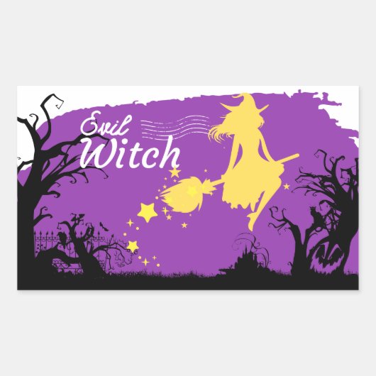 ハロウィンスタンプコレクション「邪悪な魔女」 長方形シール (正面)