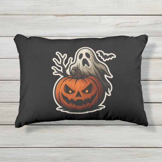 ハロウィンスティッカー おばけ アウトドアクッション (正面)