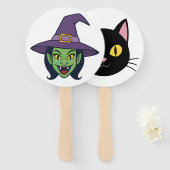 ハロウィンスティック顔 – 両面パーティー小道具 ハンドファン (正面&裏面)