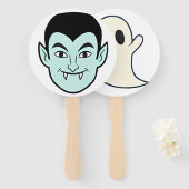 ハロウィンスティック顔 – 両面パーティー小道具 ハンドファン (正面&裏面)