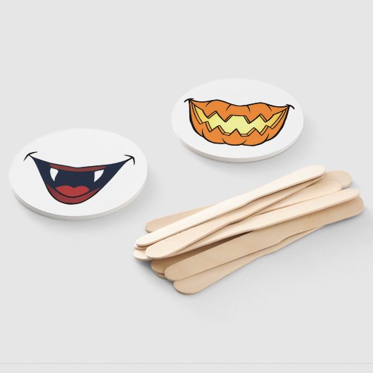 ハロウィンスティック顔 – 両面パーティー小道具 ハンドファン (組立なし)