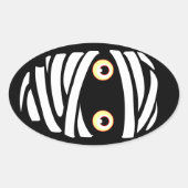 ハロウィンステッカーおもしろいパーソナライズされたミイラのステッカー 楕円形シール (正面)