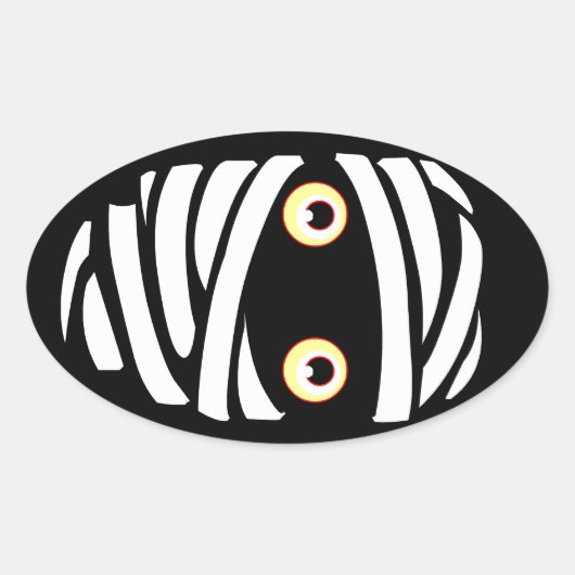 ハロウィンステッカーおもしろいパーソナライズされたミイラのステッカー 楕円形シール (正面)