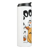 ハロウィンステッカーにおもしろいを貼った猫 タンブラー (回転左)