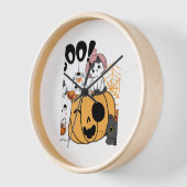 ハロウィンステッカーにおもしろいを貼った猫 壁時計 (傾斜)