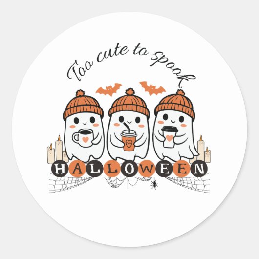 ハロウィンステッカーをスプックするには可愛すぎる ラウンドシール (正面)