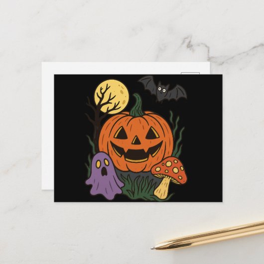 ハロウィンステッカー おばけ ポストカード (正面/裏面インサイチュ)