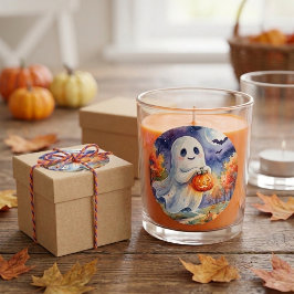 ハロウィンステッカー - かわいいおばけの水彩画 ラウンドシール