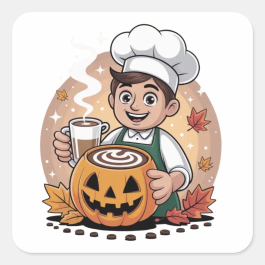 ハロウィンステッカー – 不気味、おもしろい、フェスティバルデザイン スクエアシール (正面)