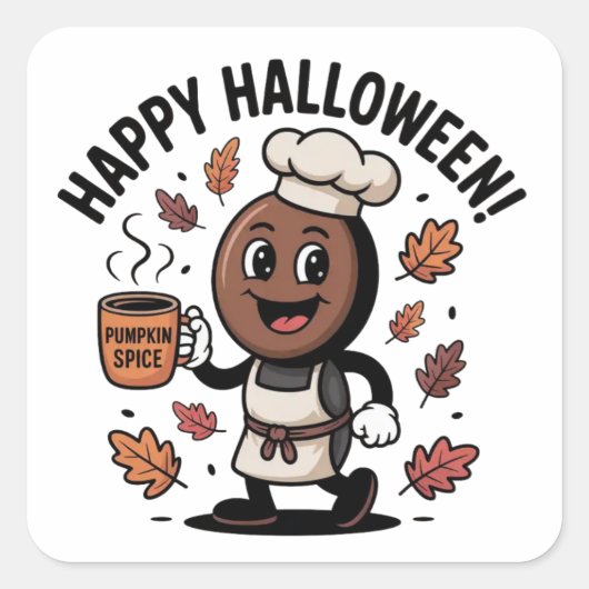 ハロウィンステッカー – 不気味、おもしろい、フェスティバルデザイン スクエアシール (正面)