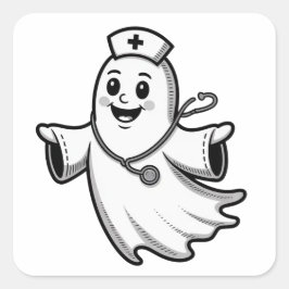 ハロウィンステッカー – 不気味、おもしろい、フェスティバルデザイン スクエアシール