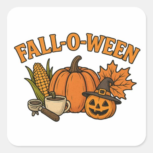ハロウィンステッカー – 不気味、おもしろい、フェスティバルデザイン スクエアシール (正面)