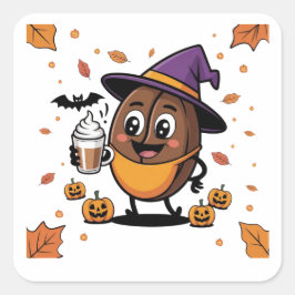 ハロウィンステッカー – 不気味、おもしろい、フェスティバルデザイン スクエアシール
