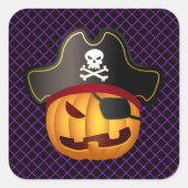ハロウィンステッカー・海賊のカボチャ スクエアシール (正面)