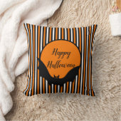 ハロウィンストライプこうもり装飾用クッション クッション (ブランケット)
