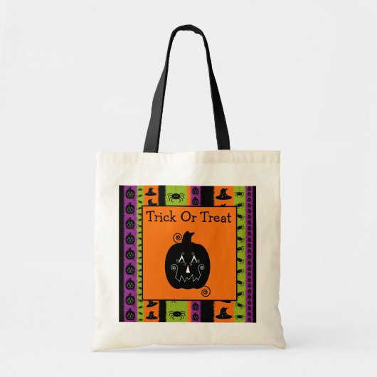 ハロウィンストライプなジャックO'Lanternのバッグ トートバッグ (正面)