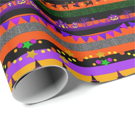 ハロウィンストライプのアイコン ラッピングペーパー (ロールコーナー)