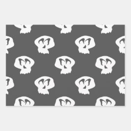 ハロウィンストライプのスカル、ヘリンボーン ラッピングペーパーシート