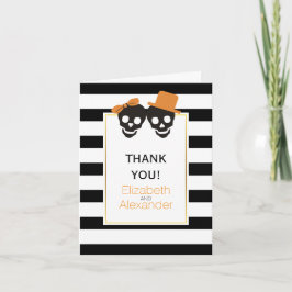 ハロウィンストライプスカル結婚ズの感謝の写真 サンキューカード