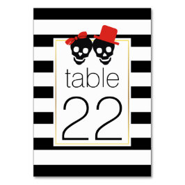 ハロウィンストライプスカル結婚赤のテーブル番号 テーブルナンバー