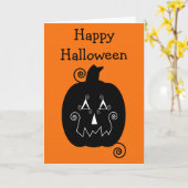 ハロウィンストライプズジャックオランタンカード カード (黄色い花)