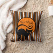 ハロウィンストライプ装飾用クッションと猫 クッション (ブランケット)