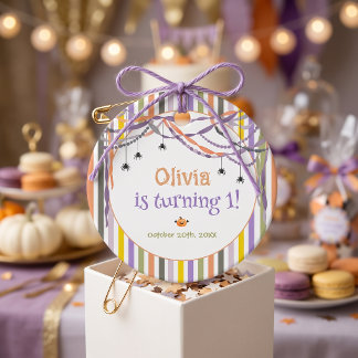ハロウィンストライプ 誕生日パーティー 包装紙 フェイバータグ