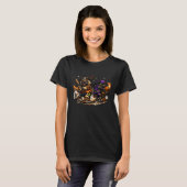 ハロウィンストリート野球パグと黒猫 Tシャツ (正面フル)