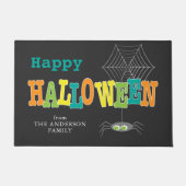 ハロウィンスパイダーとくもの巣カラフルハッピーハローウィン ドアマット (正面)