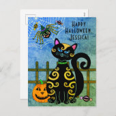 ハロウィンスパイダーウィッチ名前をカスタムする シーズンポストカード (正面/裏面)