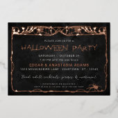 ハロウィンスパイダーウェブバラゴールドフォイル招待状 箔招待状 (正面)