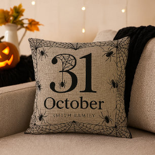 ハロウィンスパイダーウェブパーソナライズされた10月31日 クッション