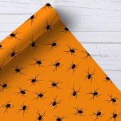 ハロウィンスパイダースブラックオレンジ怖いパターン ラッピングペーパー
