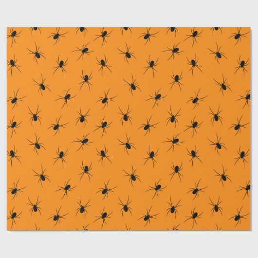 ハロウィンスパイダースブラックオレンジ怖いパターン ラッピングペーパー (フラット)