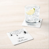 ハロウィンスパイダーズかわいいゴシック白黒 スクエアペーパーコースター (インサイチュ)