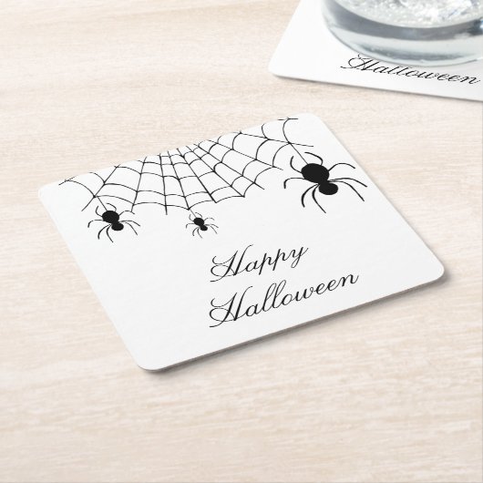 ハロウィンスパイダーズかわいいゴシック白黒 スクエアペーパーコースター (アングル)