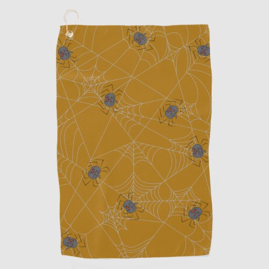 ハロウィンスパイダーズくもの巣とカボチャ ゴルフタオル (正面)