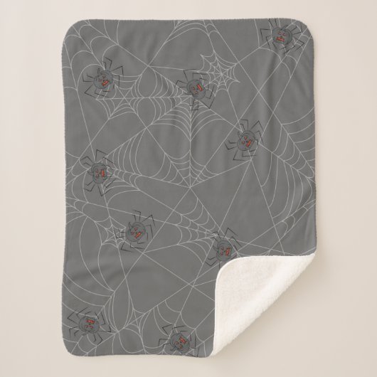 ハロウィンスパイダーズくもの巣とカボチャ シェルパブランケット (正面)