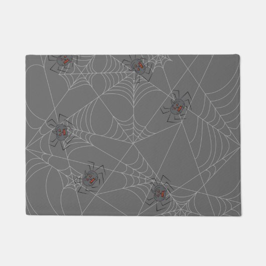 ハロウィンスパイダーズくもの巣とカボチャ ドアマット (正面)