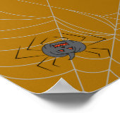 ハロウィンスパイダーズくもの巣とカボチャ ポスター (角)