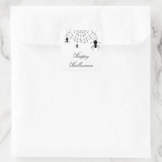 ハロウィンスパイダーズ不気味白黒 スクエアシール (バッグ)