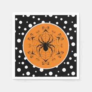 ハロウィンスパイダー紙ナプキンス スタンダードカクテルナプキン