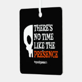 ハロウィンスピリット不気味スカル面白いハロウィーン メタルオーナメント (正面左)