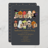 ハロウィンスプロック衣装バースデーパーティー 招待状 (正面/裏面)