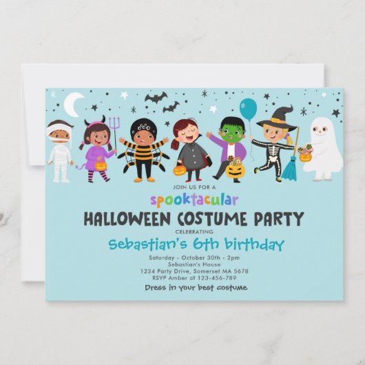 ハロウィンスプロック衣装バースデーパーティー 招待状 (正面)