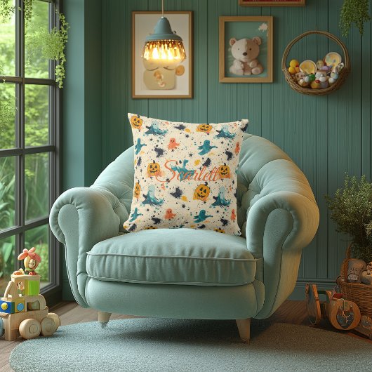 ハロウィンスポック：お洒落幽霊枕と名前 クッション