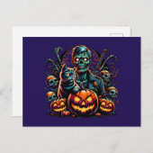 ハロウィンゾンビと猫 ポストカード (正面/裏面)