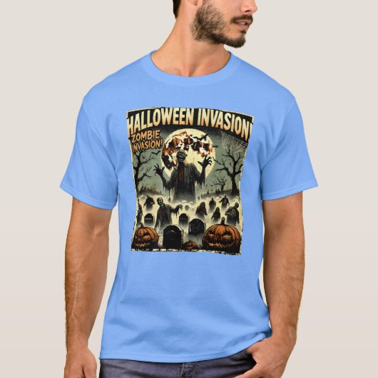 ハロウィンゾンビインベージョン レトロ Tシャツ (正面)